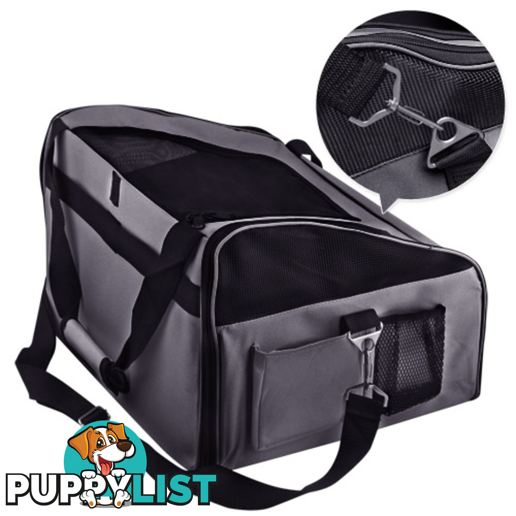 Pet Dog Cat Car Seat Carrier Travel Bag Large Grey