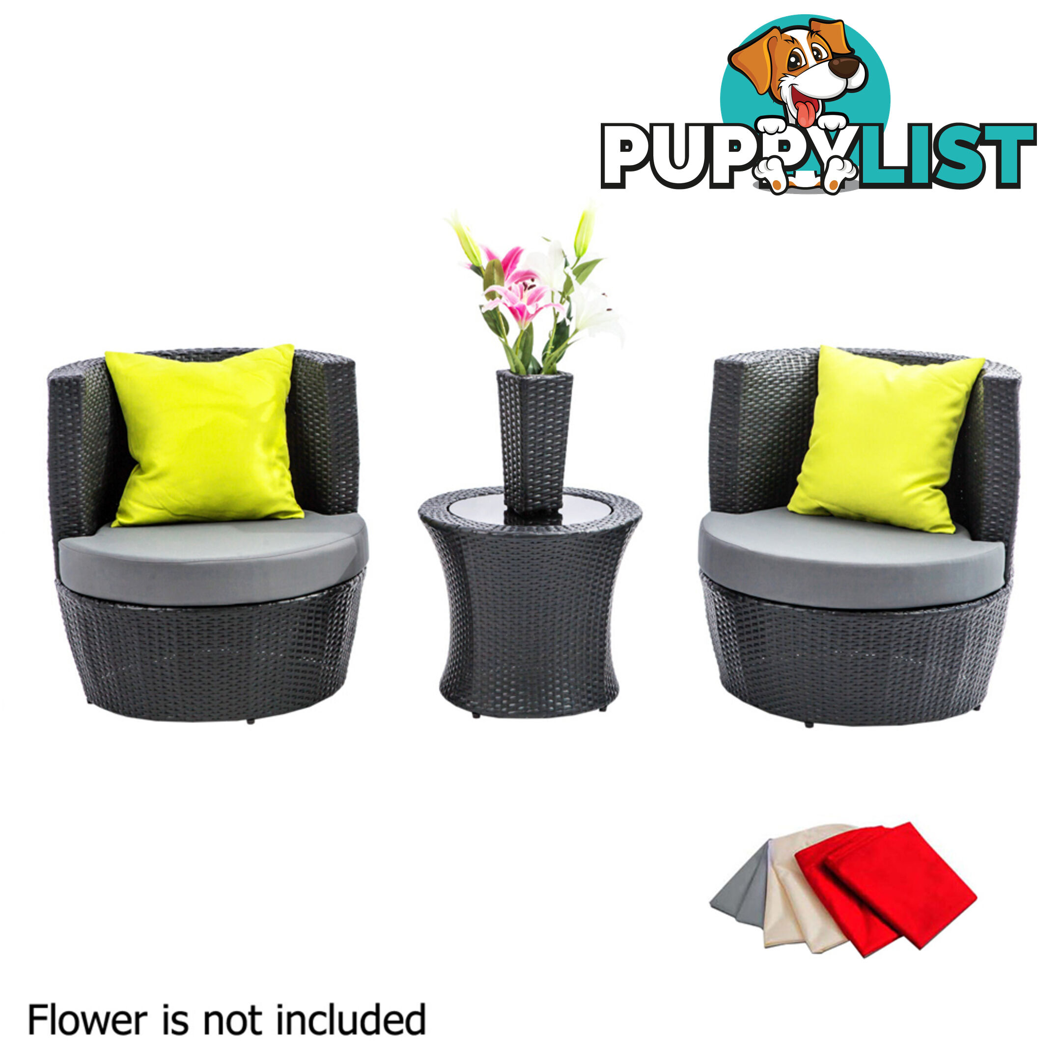 2 Seater Outdoor Furniture Set 4pcs Stackable Wicker Rattan Garden Patio BKGY