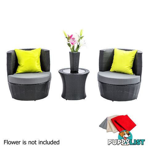 2 Seater Outdoor Furniture Set 4pcs Stackable Wicker Rattan Garden Patio BKGY