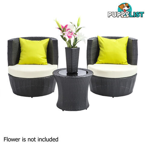 2 Seater Outdoor Furniture Set 4pcs Stackable Wicker Rattan Garden Patio BKGY