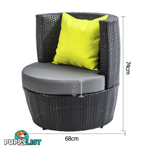 2 Seater Outdoor Furniture Set 4pcs Stackable Wicker Rattan Garden Patio BKGY