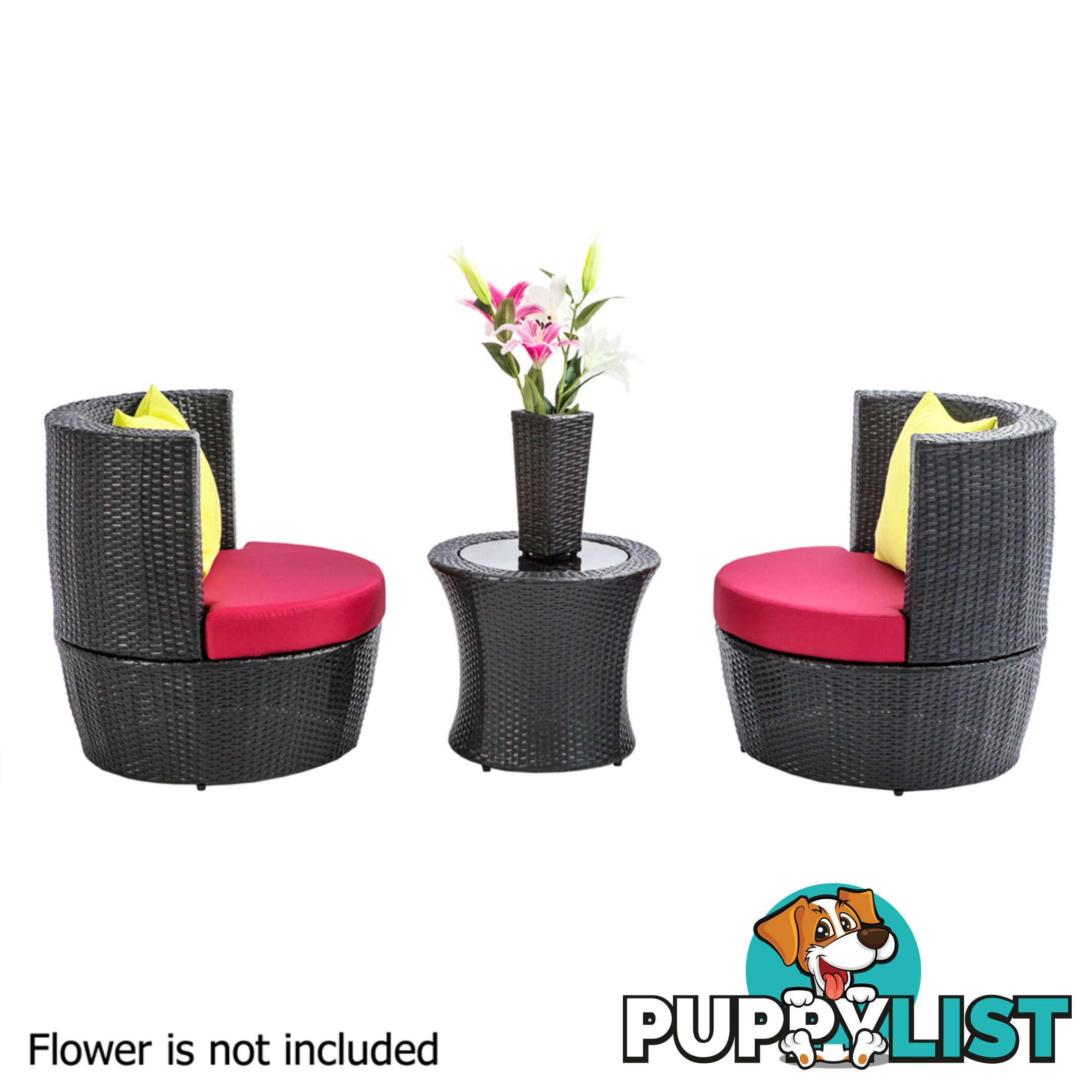 2 Seater Outdoor Furniture Set 4pcs Stackable Wicker Rattan Garden Patio BKGY