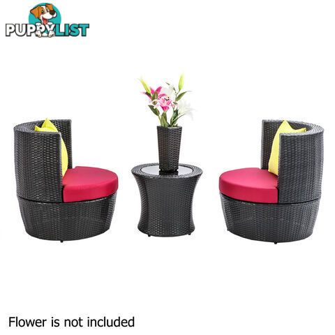 2 Seater Outdoor Furniture Set 4pcs Stackable Wicker Rattan Garden Patio BKGY