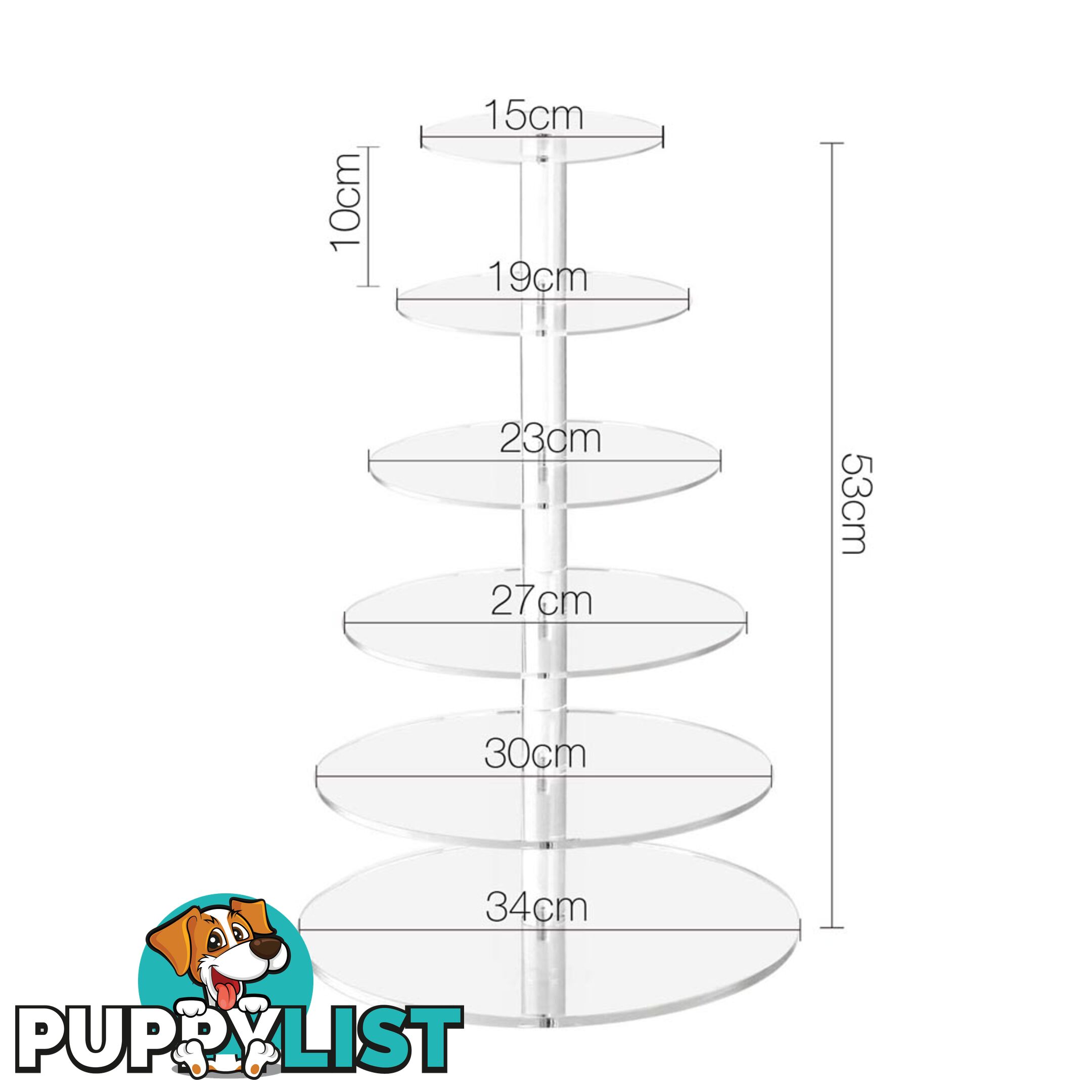 6 Tier Cake Stand Clear Acrylic Display Plate High Tea Wedding Birthday Party