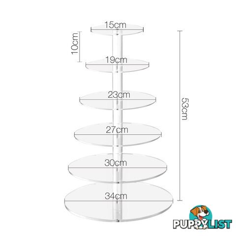 6 Tier Cake Stand Clear Acrylic Display Plate High Tea Wedding Birthday Party