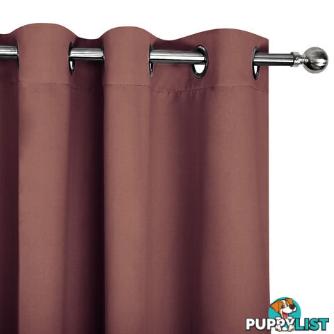 ArtQueen 3 Pass Eyelet Blockout Curtain Brown 240cm