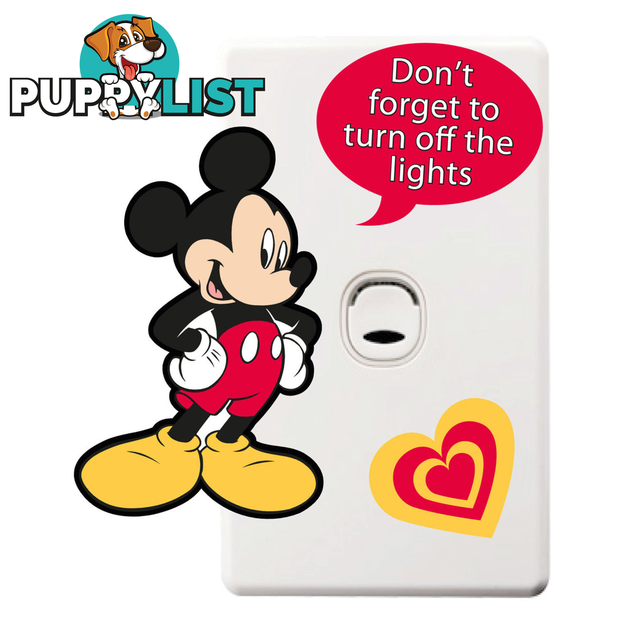 Mickey Mouse Light Switch Wall Sticker - Totally Movable