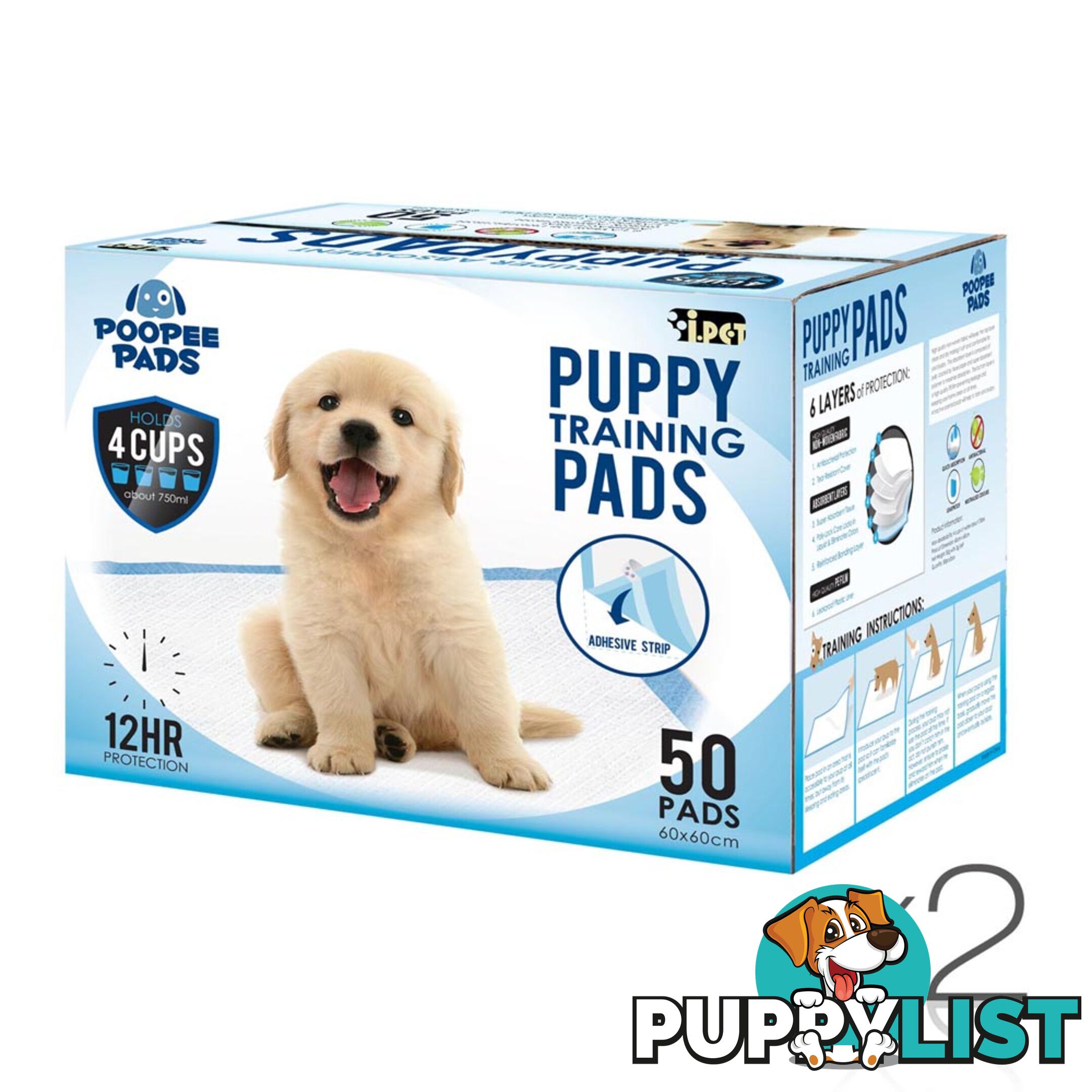 100 Puppy Toilet Pads Super Absorbent Pet Cat Dog Pee Potty Training Pad Blue