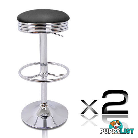 2 x PU Leather Bar Stool Kitchen Counter Stools Cafe Home Breakfast Stool Black