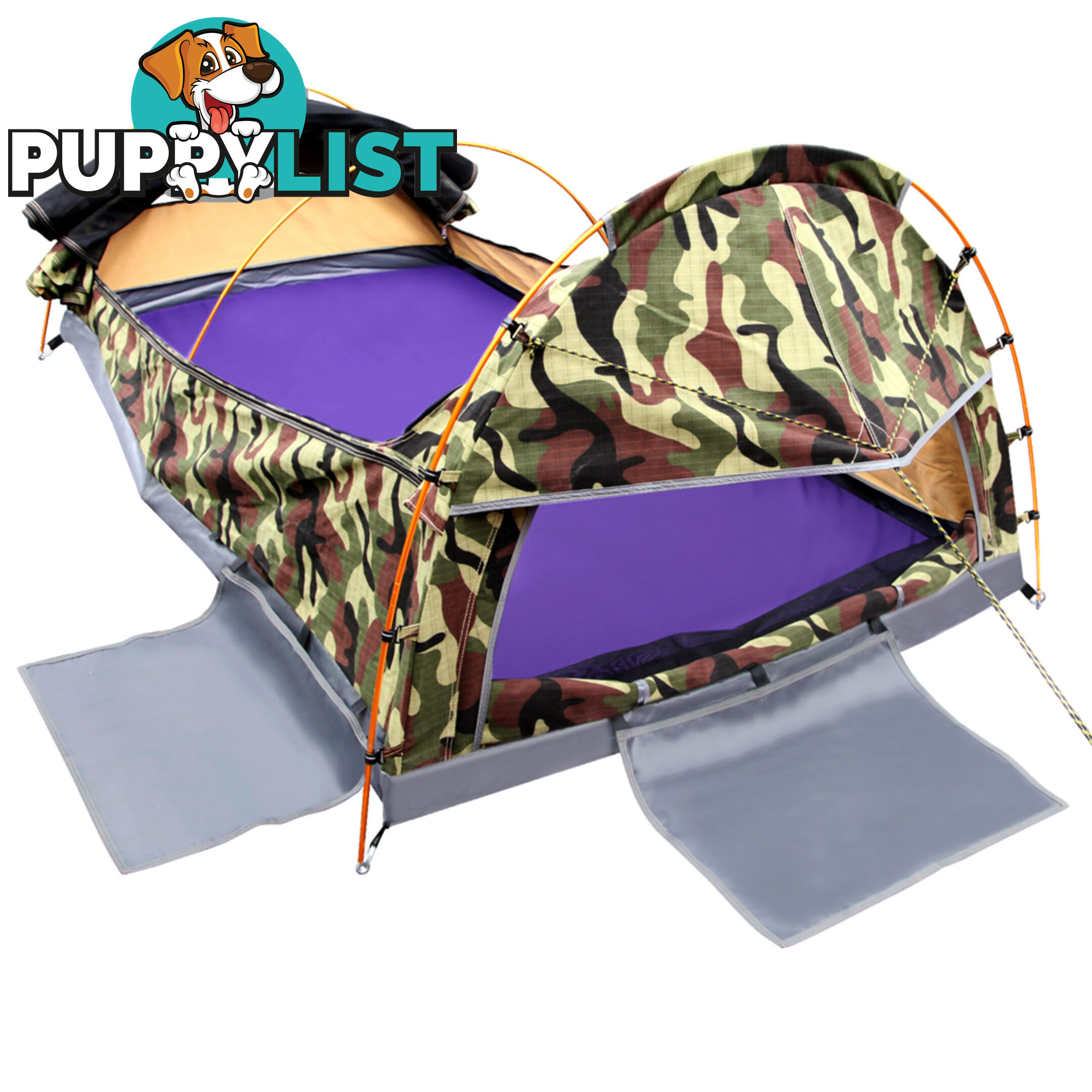 King Single Camping Canvas Swag Tent Green Camouflage w/ Bag