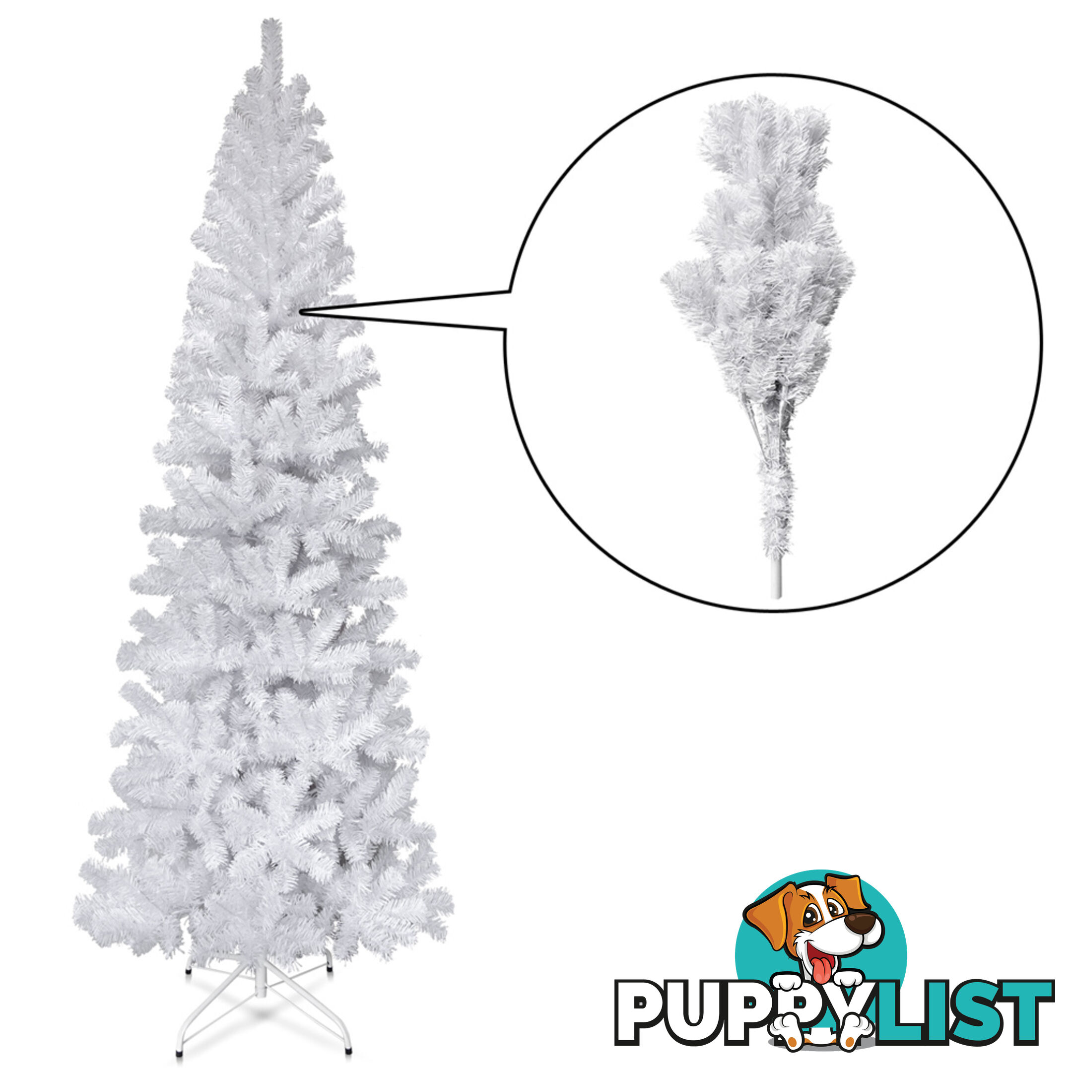 6FT Premium Christmas Tree Free Ornament 180CM Xmas Decorate Steel Base White