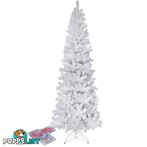 6FT Premium Christmas Tree Free Ornament 180CM Xmas Decorate Steel Base White