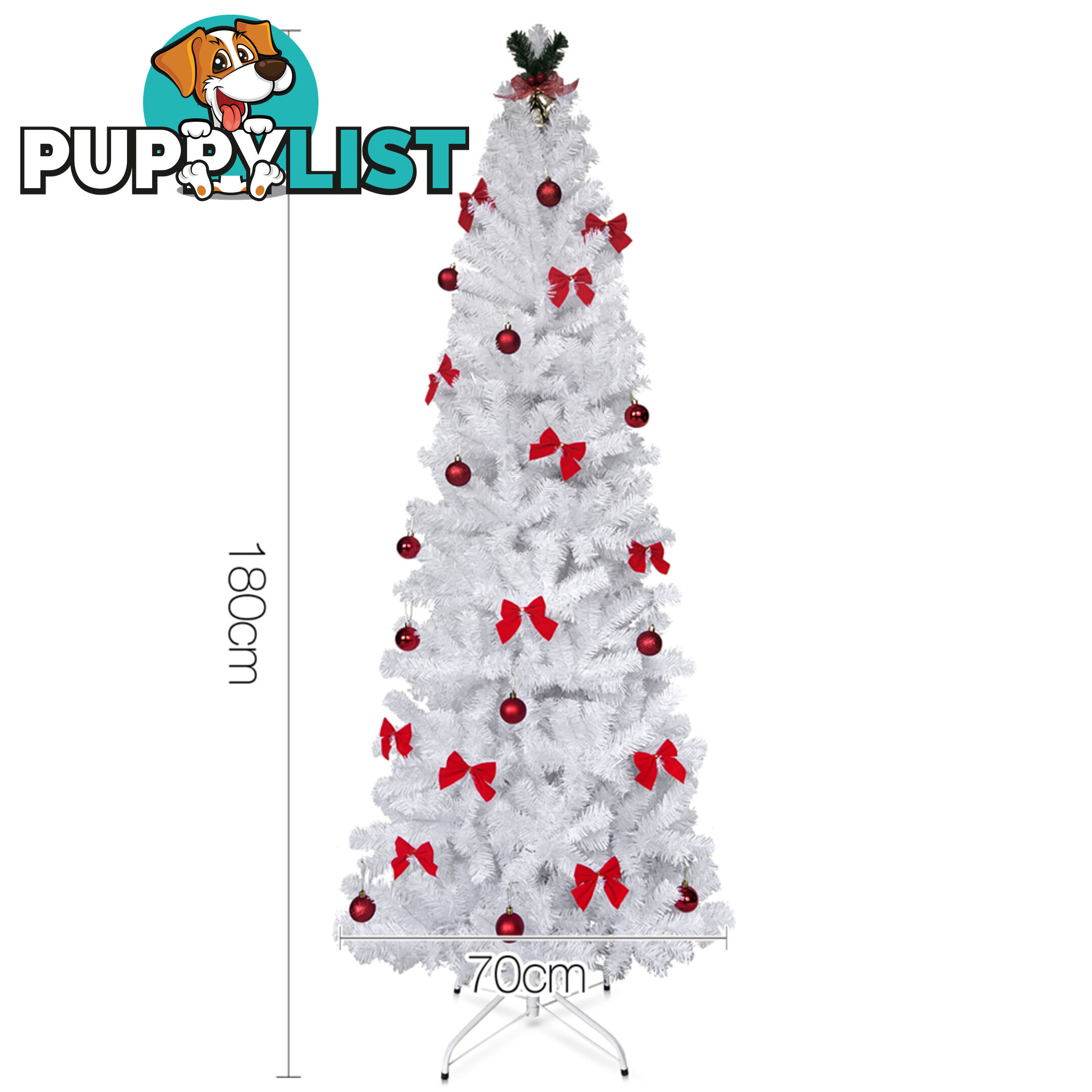 6FT Premium Christmas Tree Free Ornament 180CM Xmas Decorate Steel Base White