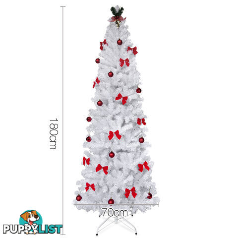 6FT Premium Christmas Tree Free Ornament 180CM Xmas Decorate Steel Base White