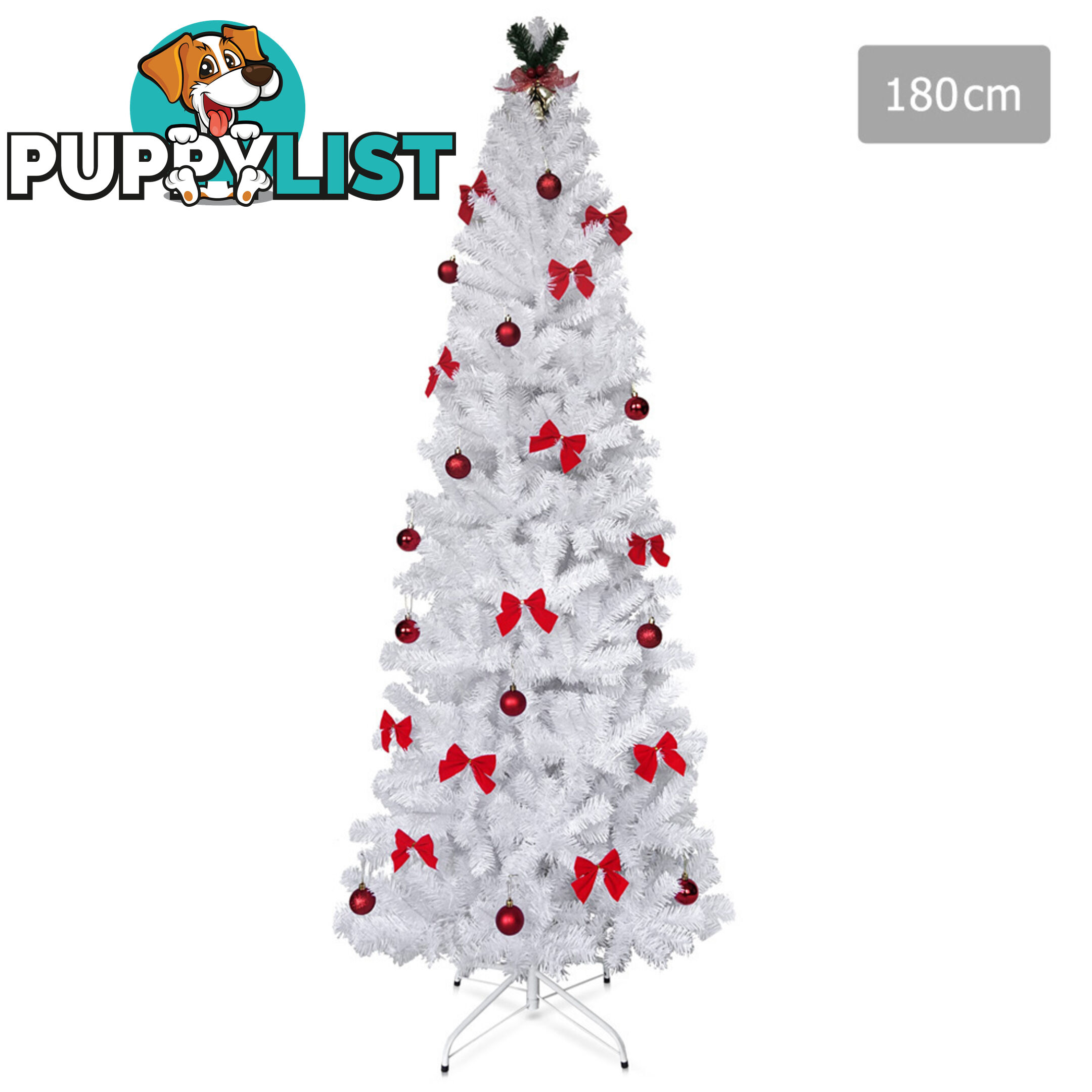 6FT Premium Christmas Tree Free Ornament 180CM Xmas Decorate Steel Base White