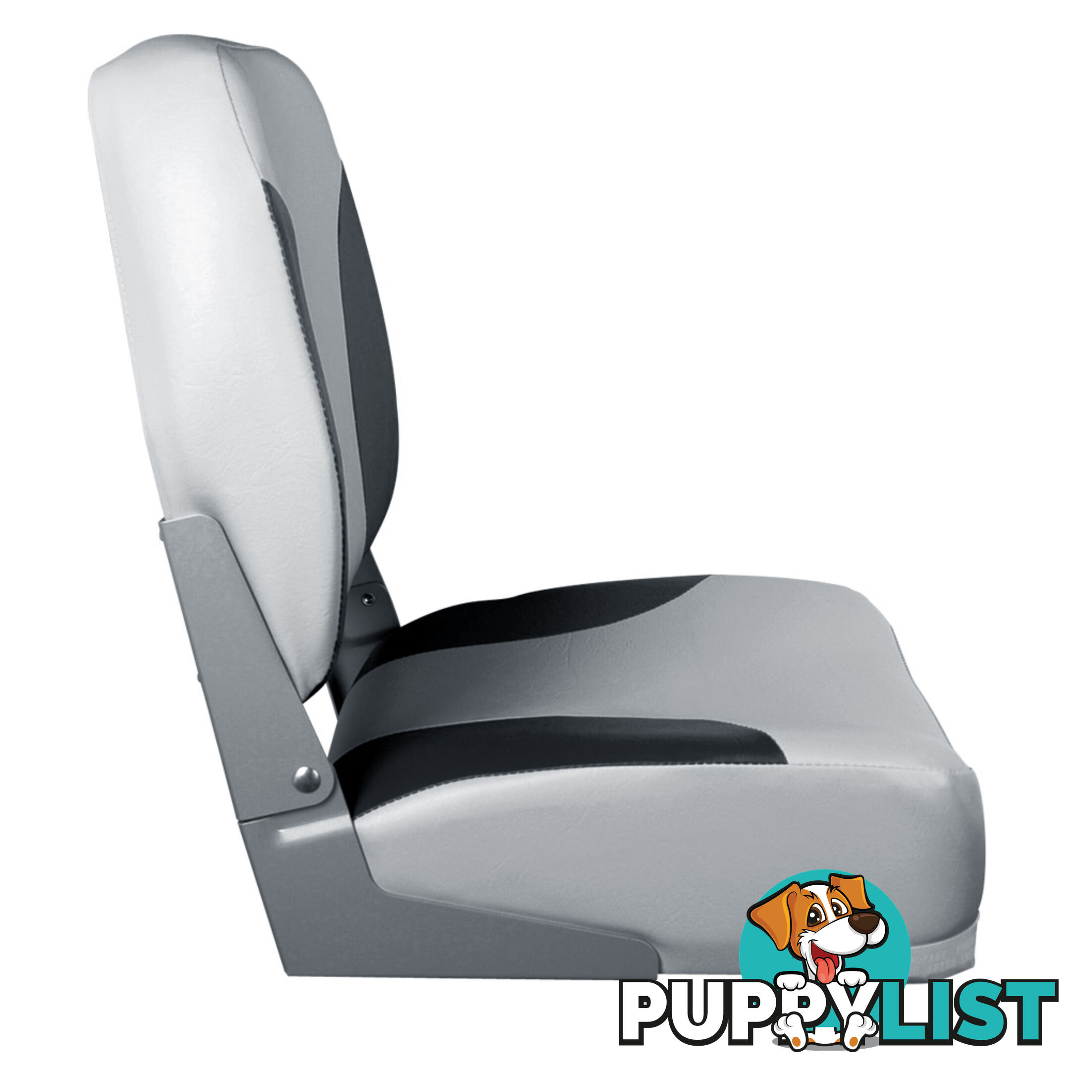 2 x Folding Marine Boat Seat Swivel Grade Vinyl Grey Black Extra Large