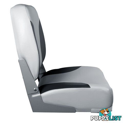 2 x Folding Marine Boat Seat Swivel Grade Vinyl Grey Black Extra Large