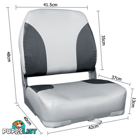 2 x Folding Marine Boat Seat Swivel Grade Vinyl Grey Black Extra Large