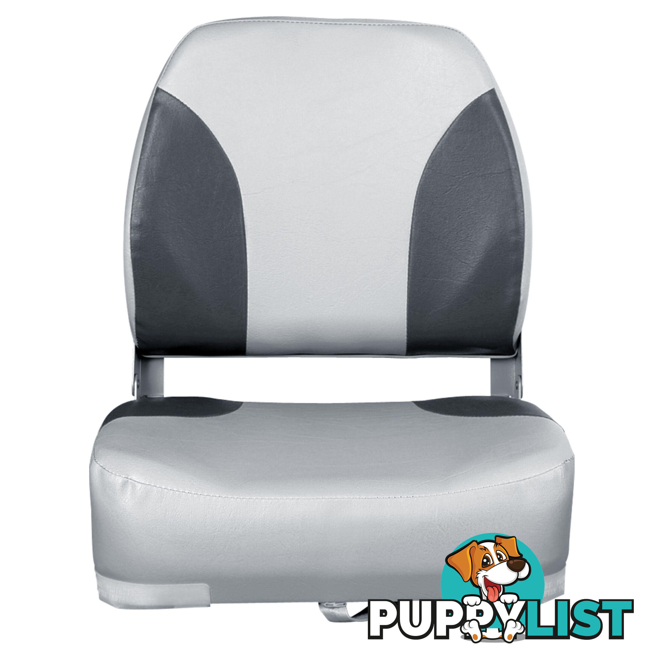 2 x Folding Marine Boat Seat Swivel Grade Vinyl Grey Black Extra Large