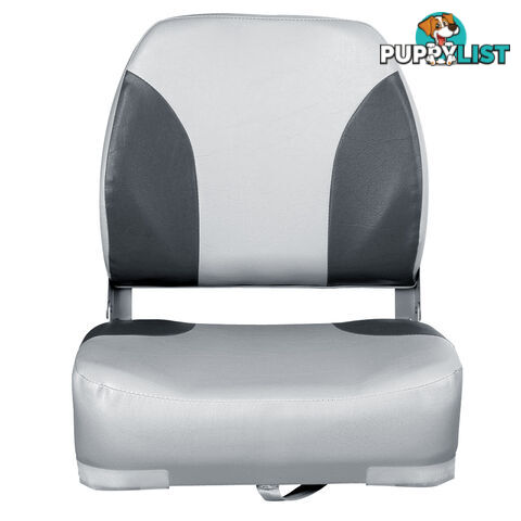 2 x Folding Marine Boat Seat Swivel Grade Vinyl Grey Black Extra Large