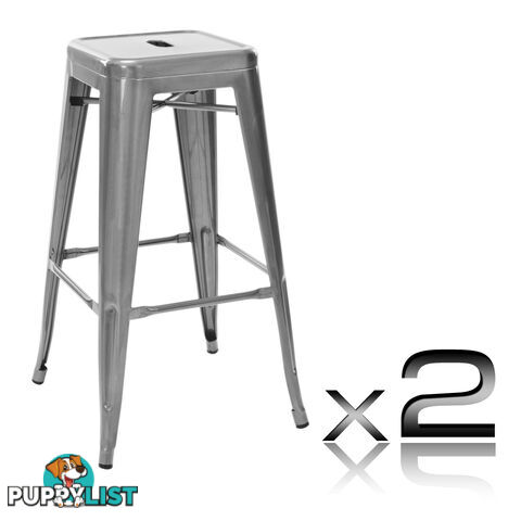 Set of 2 Steel Kitchen Bar Stool 76cm Metallic