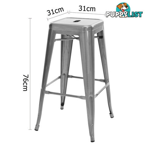 Set of 2 Steel Kitchen Bar Stool 76cm Metallic