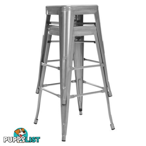 Set of 2 Steel Kitchen Bar Stool 76cm Metallic