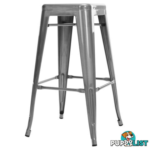 Set of 2 Steel Kitchen Bar Stool 76cm Metallic