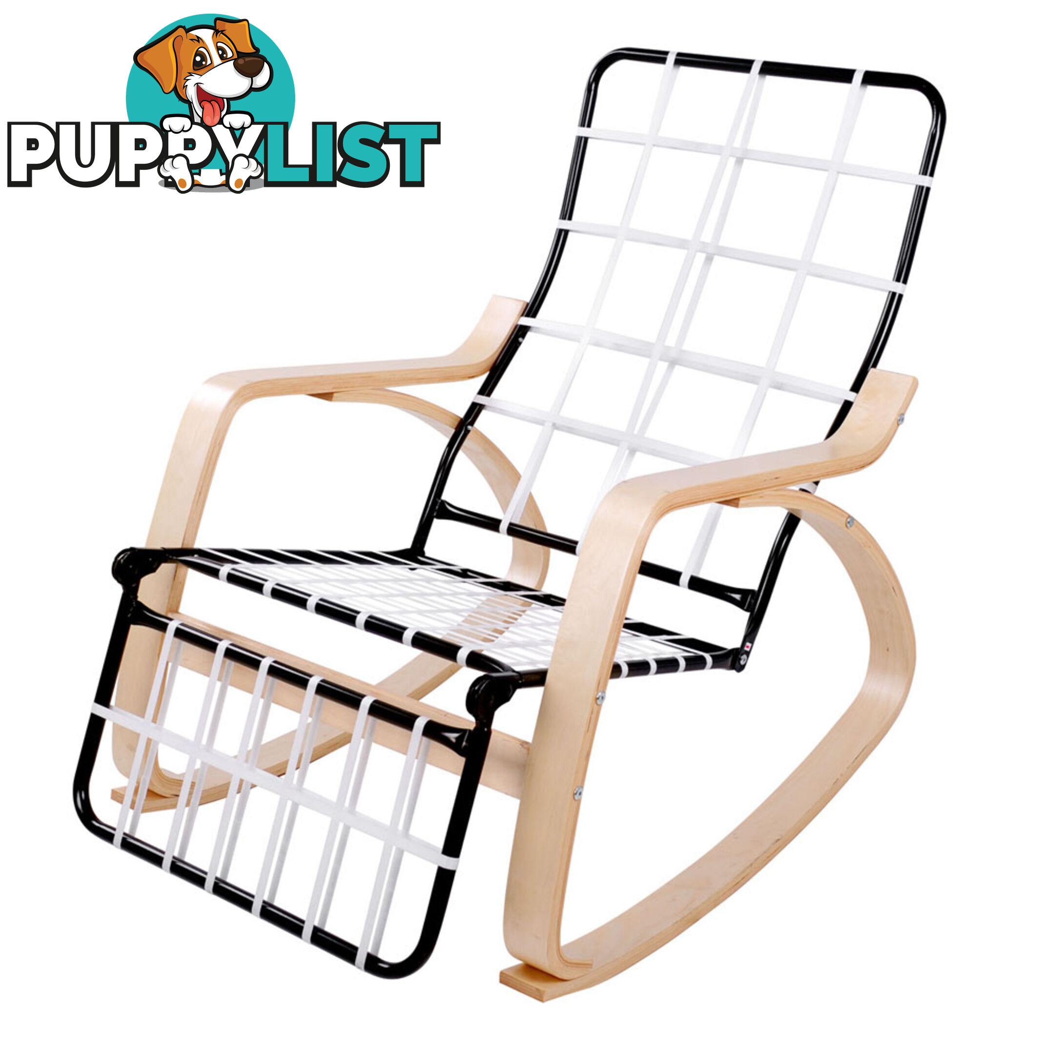 Birch Plywood Adjustable Rocking Lounge Arm Chair w/ Fabric Cushion Beige