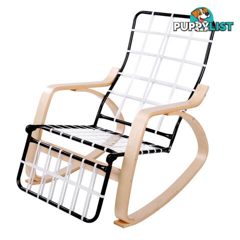 Birch Plywood Adjustable Rocking Lounge Arm Chair w/ Fabric Cushion Beige