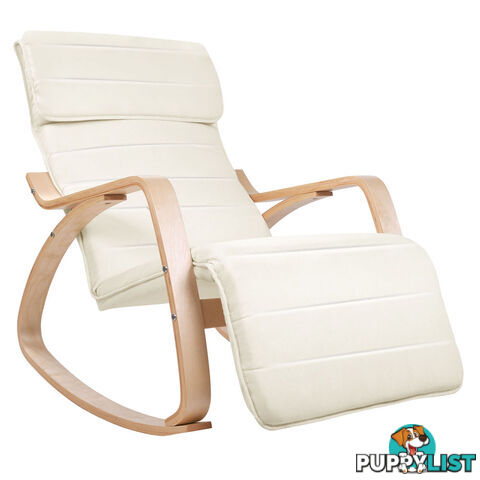 Birch Plywood Adjustable Rocking Lounge Arm Chair w/ Fabric Cushion Beige