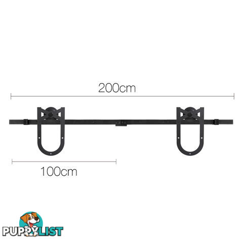 Matt Powder Coat Steel Sliding Barn Door Hardware Track Set Home Office 2M