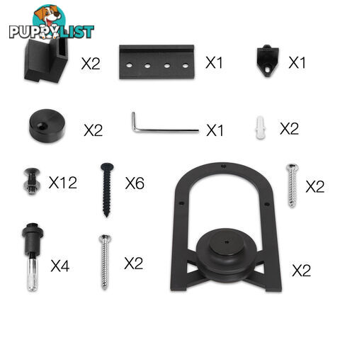 Matt Powder Coat Steel Sliding Barn Door Hardware Track Set Home Office 2M