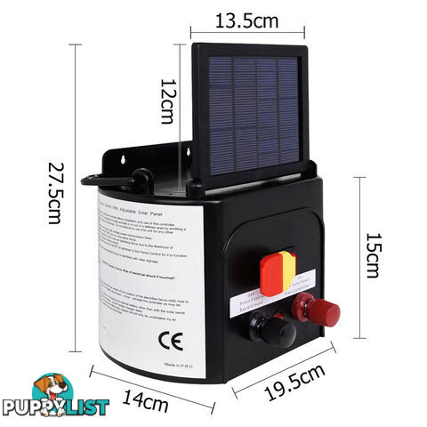 Solar Power 8Km Electric Fence Farm Animal Pet Energiser Energizer Charger 0.3J