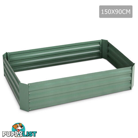 Raised Garden Bed Galvanised Steel 150x90x30cm Elevated Instant Planter Green