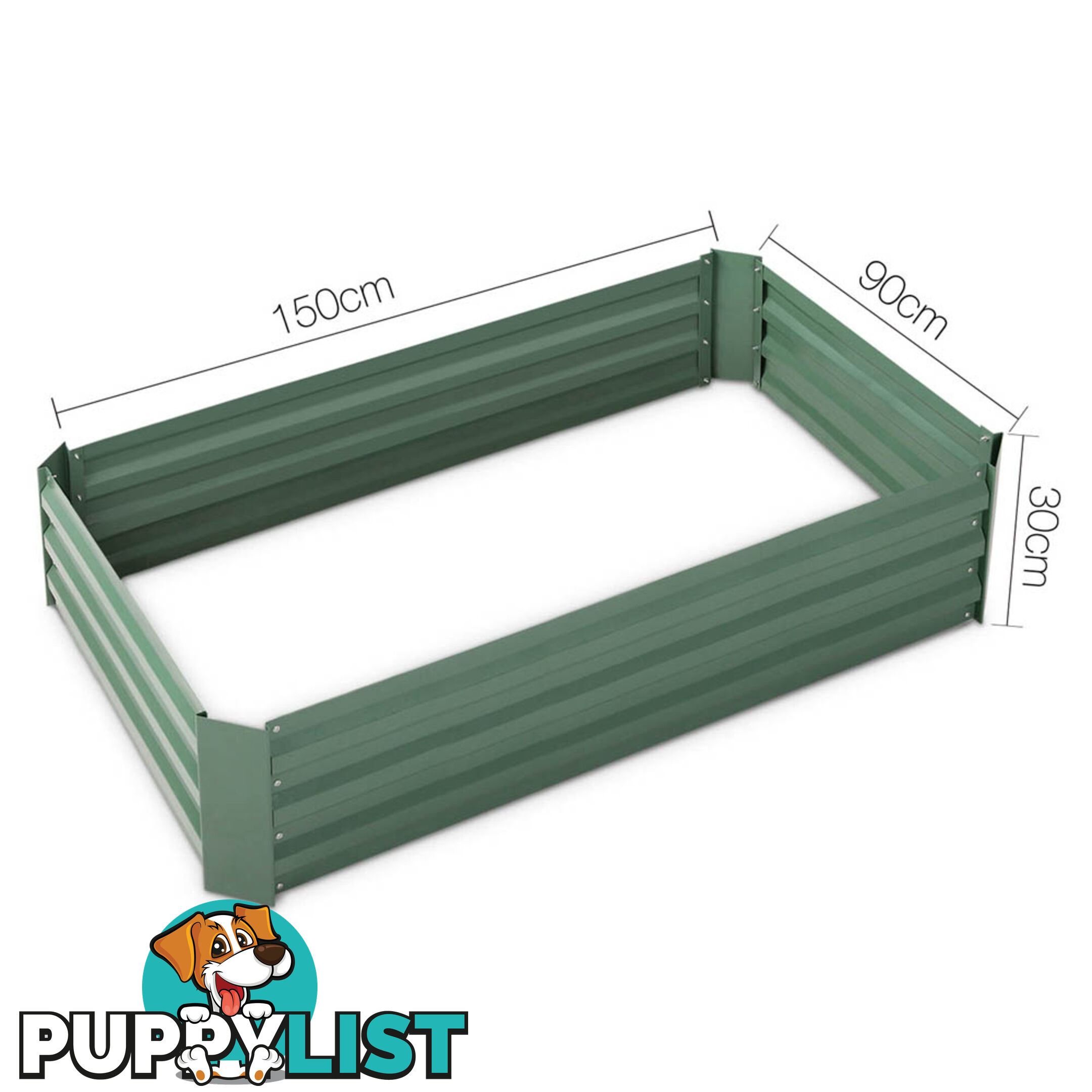 Raised Garden Bed Galvanised Steel 150x90x30cm Elevated Instant Planter Green