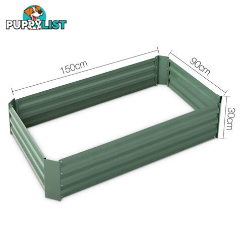 Raised Garden Bed Galvanised Steel 150x90x30cm Elevated Instant Planter Green