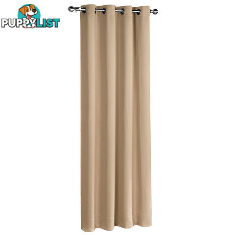 Luxury Blockout Eyelet Curtain 3 Layers Pure Fabric Room Darkening Latte 180cm