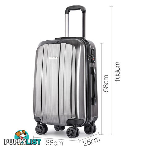 2PCS Travel Luggage Set Hard Shell Super Lightweight Suitcase Spinner Wheel Grey