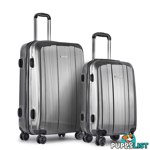 2PCS Travel Luggage Set Hard Shell Super Lightweight Suitcase Spinner Wheel Grey