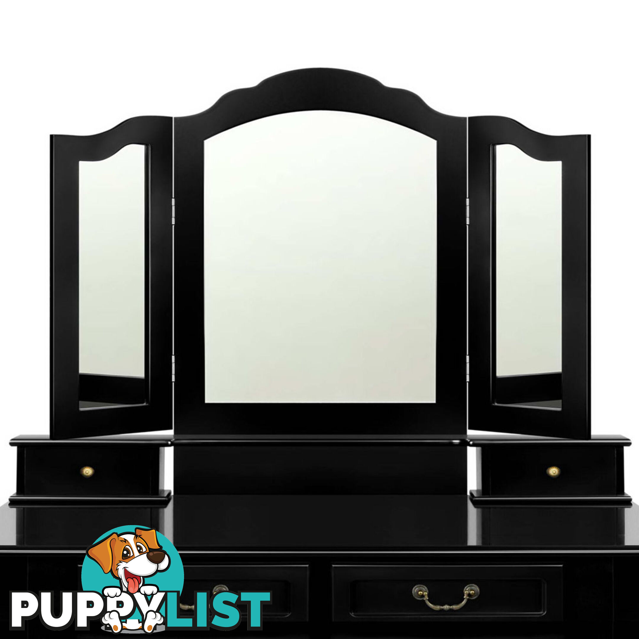 4 Drawer Dressing Table with Mirror - Black