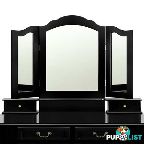 4 Drawer Dressing Table with Mirror - Black