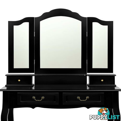 4 Drawer Dressing Table with Mirror - Black