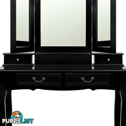 4 Drawer Dressing Table with Mirror - Black