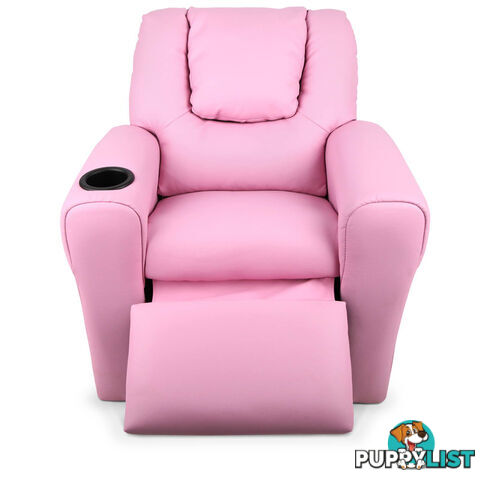 Premium Children PU Leather Sofa Kids Recliner Lounge Padded Arm Chair Pink