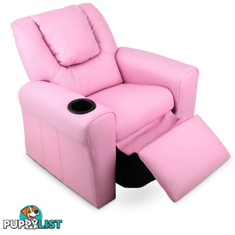 Premium Children PU Leather Sofa Kids Recliner Lounge Padded Arm Chair Pink