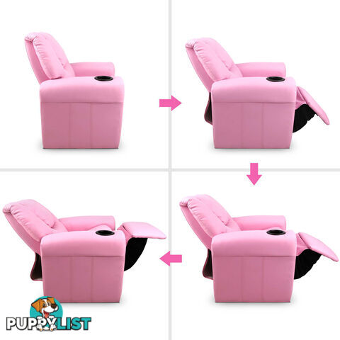 Premium Children PU Leather Sofa Kids Recliner Lounge Padded Arm Chair Pink