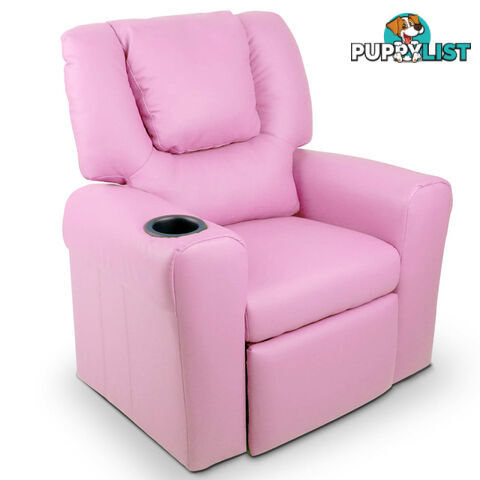 Premium Children PU Leather Sofa Kids Recliner Lounge Padded Arm Chair Pink