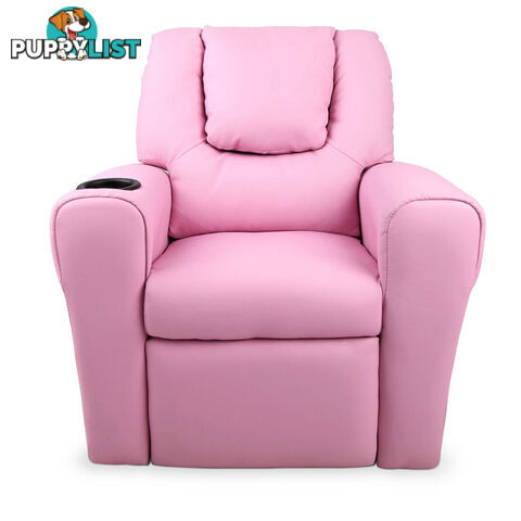 Premium Children PU Leather Sofa Kids Recliner Lounge Padded Arm Chair Pink