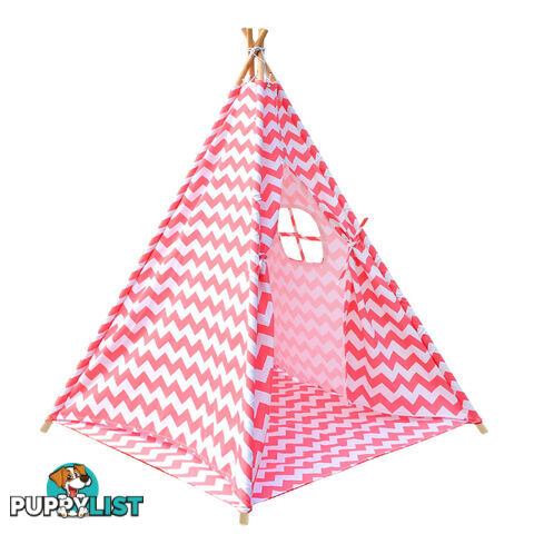 Kids Play Tent Canvas Teepee Pretend Playhouse Outdoor Indoor Tipi Coral